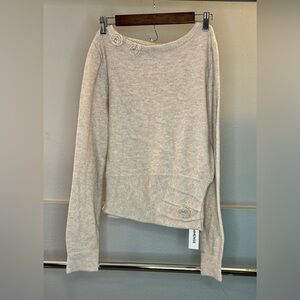 Commense Beige Knit Sweater with Flower Details